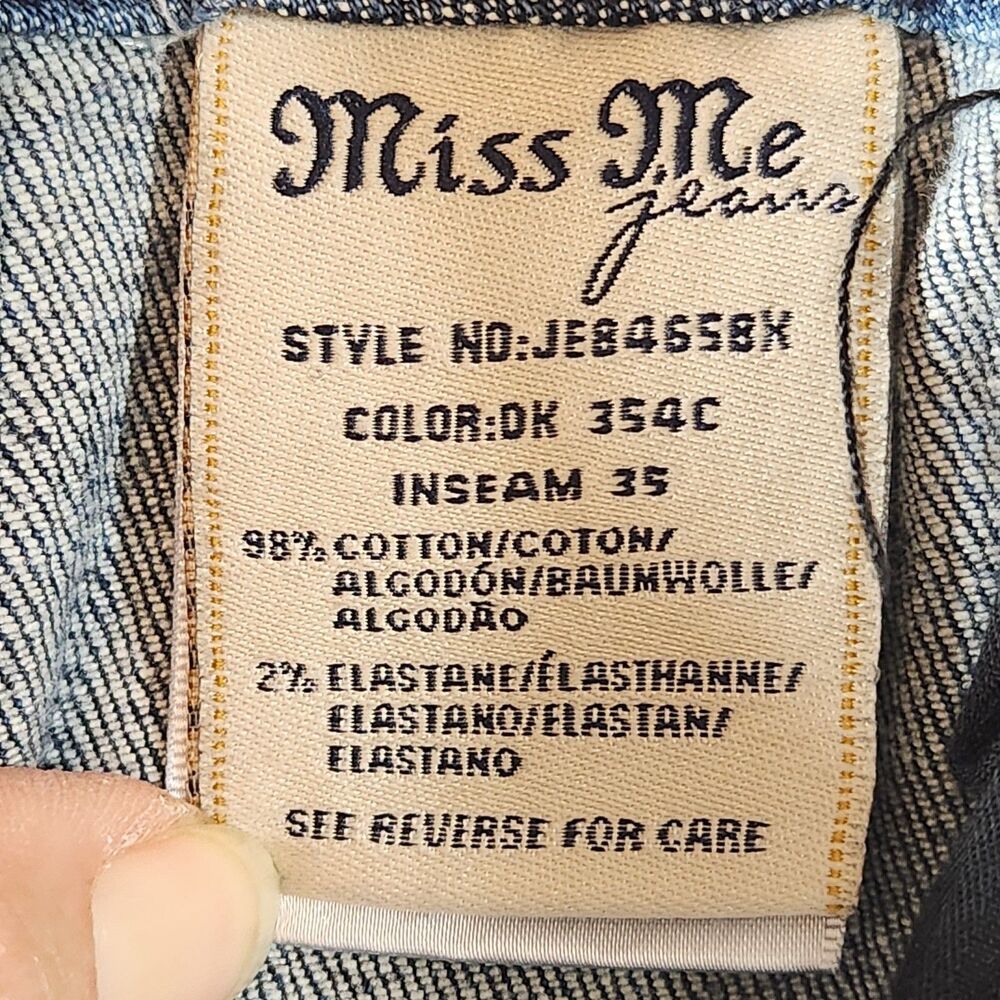 Miss Me Jeans Signature Boot Size 28 Low Rise Embellished Thick Stitch Y2K - Picture 14 of 16